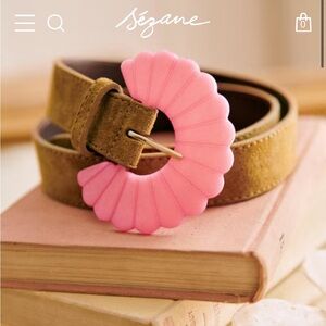 NWT Sézane Sandy Leather Belt in Rose Multi (Sz: 80cm)